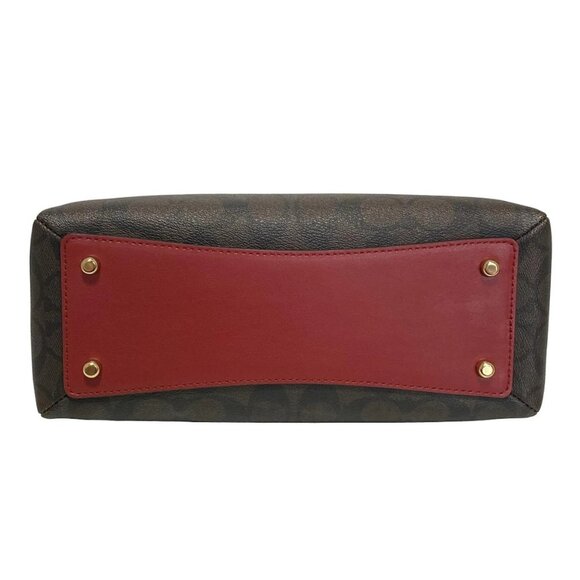 Auth COACH Mini Lillie Carryall 91494 Dark Brown Black Red PVC Leather - Handbag - Picture 5 of 10